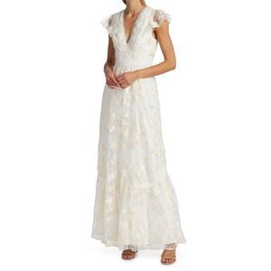 knee length dresses for ladies Puffed Sleeve Embroidered Tulle Gown 12 / Night Sky